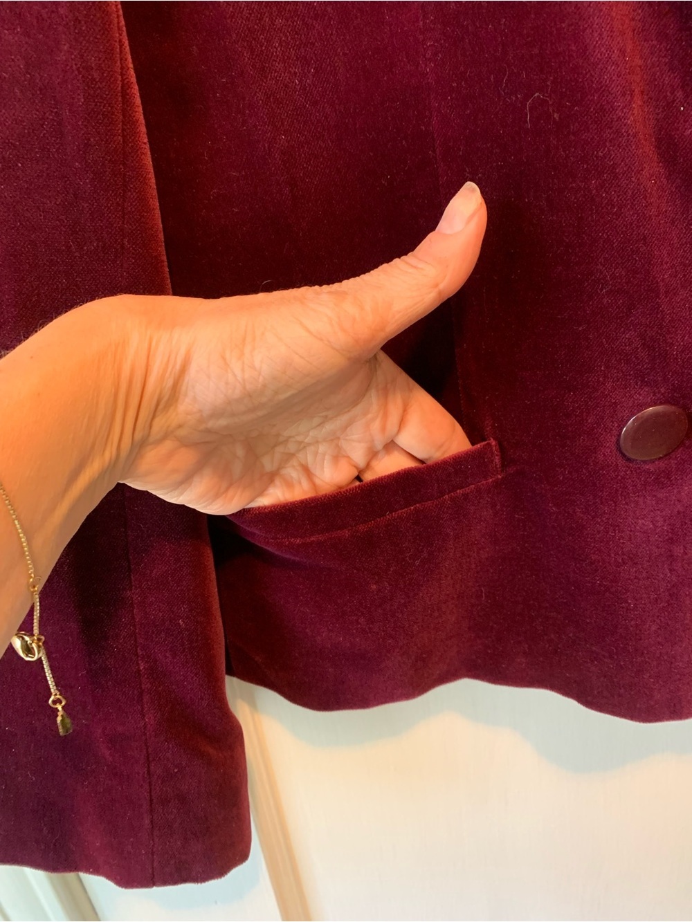 Jones New York Vintage 90s Magenta Cotton Velvet Blazer Jacket Size 10 - Picture 4 of 14